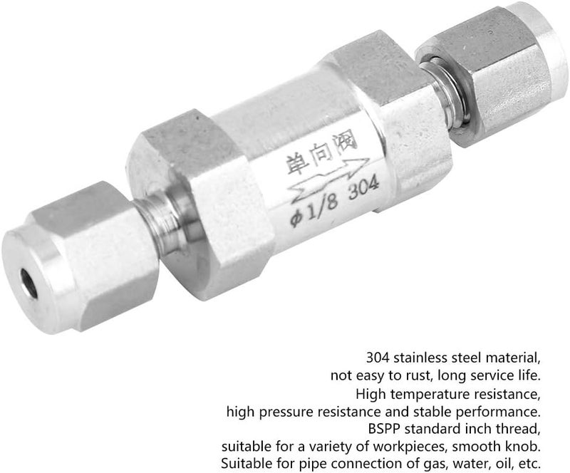 Durable BSPP Female Thread Check Valve Durability-Optimized for Gas Water Oil Pipe Connection 1/4 Inch 304 Stainless Steel for Home DIY Projects (304 1/8") - Image 3