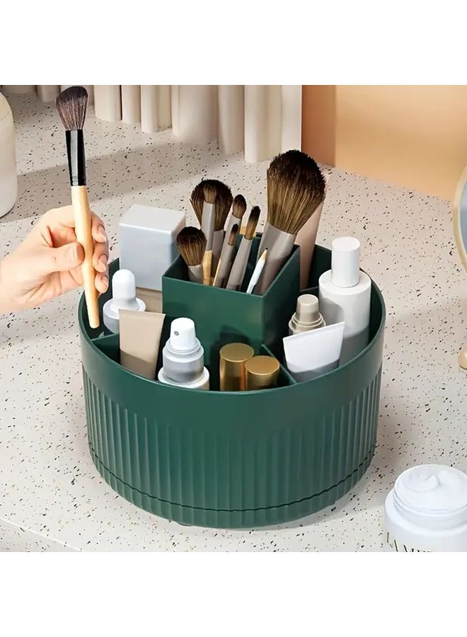 White Rotating Makeup Organizer ABS Plastic Storage Box For Vanity Desk Countertop - Image 5