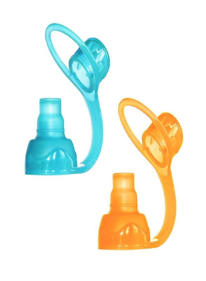 ChooMee ChooMee SoftSip Food Pouch Top | Baby Led Weaning | No Spill Flow Control Valve, Protects Childs Mouth, 100% Silicone, BPA Free | 2CT Orange Aqua  - Image 5