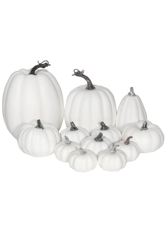 CCINEE 12PCS White Artificial Pumpkins,Assorted Size Foam Pumpkins for Halloween Thanksgiving Fall Table Centerpiece Party Decoration - Image 1