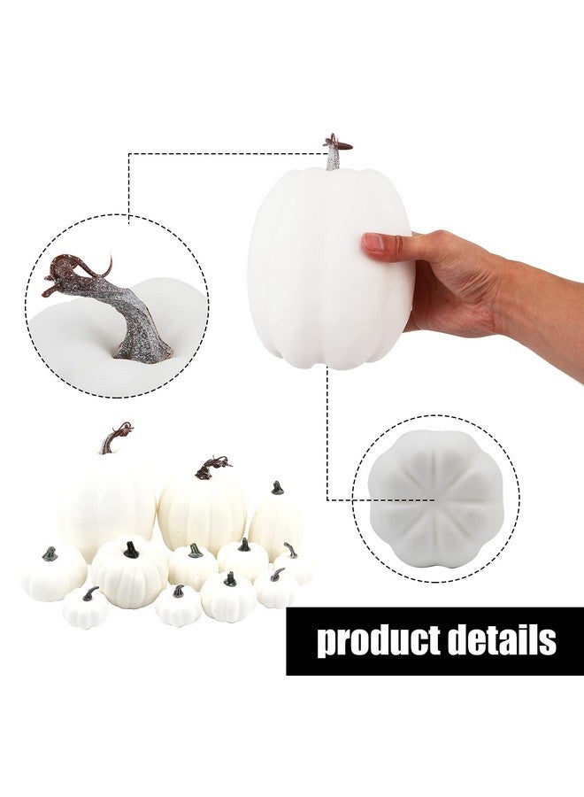 CCINEE 12PCS White Artificial Pumpkins,Assorted Size Foam Pumpkins for Halloween Thanksgiving Fall Table Centerpiece Party Decoration - Image 4