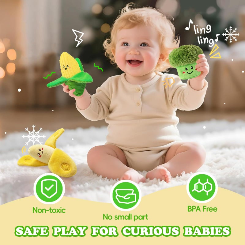 SAIMAND Baby Toys 6â€“12 Months, 16PCS My First Fruit Vegetable Sensory Toys for Babies Infants, Color Sorting Play Food with Crinkle & Rattle, Montessori Toys for 1 Year Old Toddlers Boys Girls - Image 5