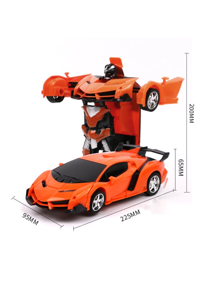 Children's Deformation Remote Control Car Robot Boy Toy Car Electric Induction Remote Control Car Stall Toy Wholesale-Color:One-click Deformation (charging Version Orange)-Proportion:1:18 - Image 5