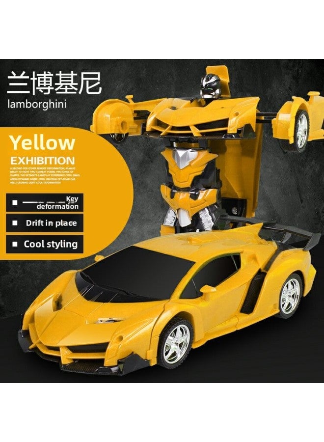 Children's Deformation Remote Control Car Robot Boy Toy Car Electric Induction Remote Control Car Stall Toy Wholesale-Color:One-click Deformation (charging Version Orange)-Proportion:1:18 - Image 4
