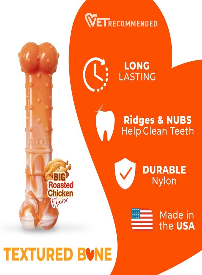 Nylabone Limited Edition 70th Birthday Textured Bone Power Chew Toy for Dogs, Durable & Tough Dog Toys for Aggressive Chewers, Roasted Chicken Flavor, Medium Dogs - Up to 35 lbs (1 Count) - Image 3