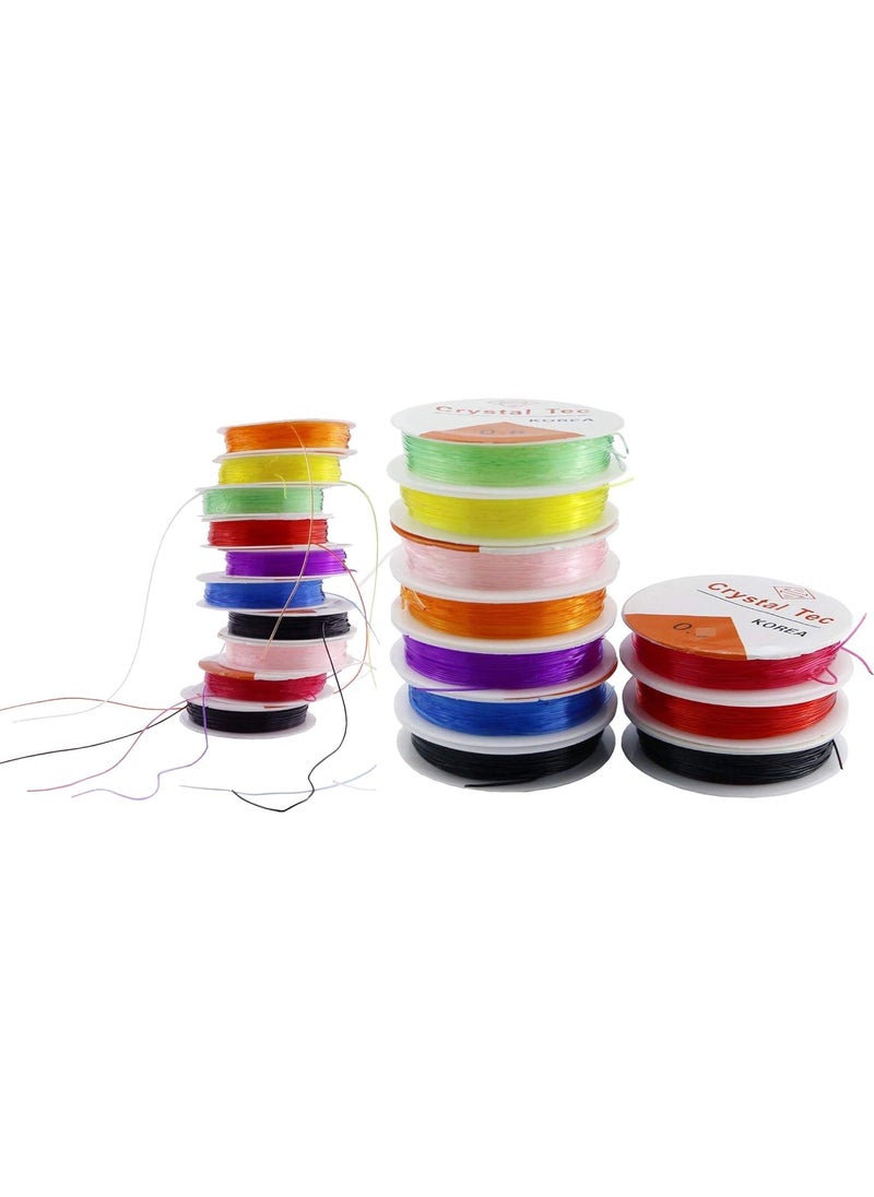 DIY Crafts - DIY Crafts Design No # 5, Pack of 10 Rolls, Colorful Jewelry Making Multi Purpose Elastic Stretch String Cord C(Design No # 5, Pack of 10 Rolls) - Image 1