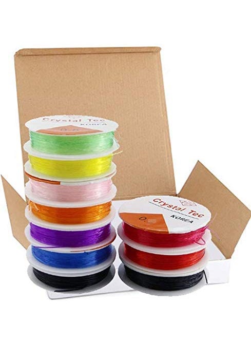 DIY Crafts - DIY Crafts Design No # 5, Pack of 10 Rolls, Colorful Jewelry Making Multi Purpose Elastic Stretch String Cord C(Design No # 5, Pack of 10 Rolls) - Image 1