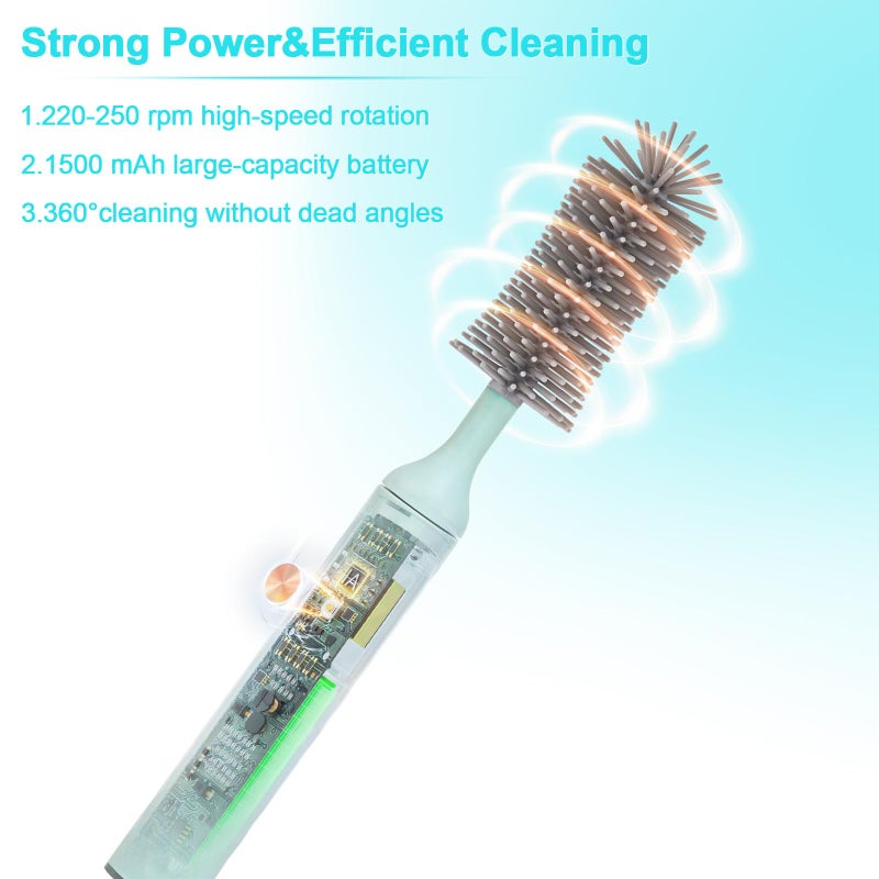 biqin Electric Cleaning Brush Set 4 Piece Multi-Purpose Cleaner Brushes,360Â° high-Speed Rotation Cleaning,1500mAh,Waterproof IPX65,Perfect Household Cleaning Brushes(White) - Image 4