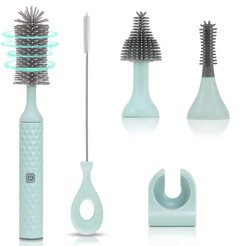 biqin Electric Cleaning Brush Set 4 Piece Multi-Purpose Cleaner Brushes,360Â° high-Speed Rotation Cleaning,1500mAh,Waterproof IPX65,Perfect Household Cleaning Brushes(White) - Image 1