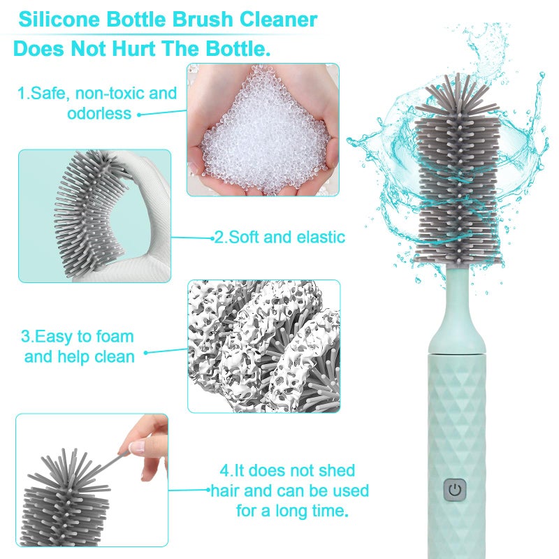 biqin Electric Cleaning Brush Set 4 Piece Multi-Purpose Cleaner Brushes,360Â° high-Speed Rotation Cleaning,1500mAh,Waterproof IPX65,Perfect Household Cleaning Brushes(White) - Image 2