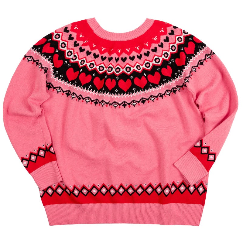 Beopjesk Heart Sweater for Women Winter Cute Long Sleeve Valentine's Day Knitted Pullover Jumper Tops (US, Alpha, Large, Regular, Regular, Pink) - Image 1