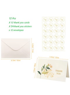 Y&D 12 Thank You Cards, 6 Designs Gold Foil Green Plant Greeting Cards with Envelopes and Stickers, Suitable for Wedding, Graduation Ceremony, Children, Birthday, Welcome Baby Party, Memorial, E  - Image 5