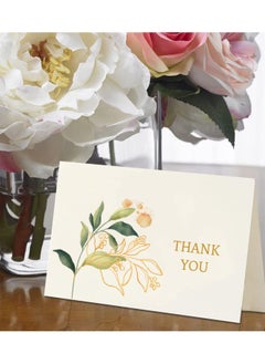 Y&D 12 Thank You Cards, 6 Designs Gold Foil Green Plant Greeting Cards with Envelopes and Stickers, Suitable for Wedding, Graduation Ceremony, Children, Birthday, Welcome Baby Party, Memorial, E  - Image 4