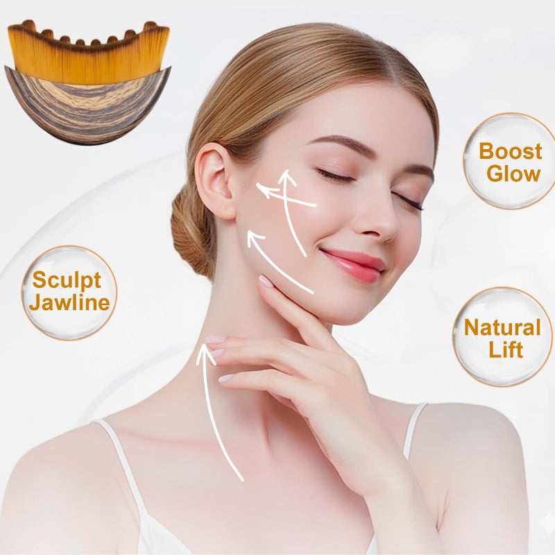 TWPER Stainless Steel Gua Sha Tool & Lymphatic Drainage Face Brush Set, TWPER Facial Massage Kit for Jawline Sculpting Puffiness Lifting Relaxation, Contour Face Brush with Storage Case - Image 3