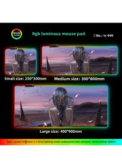 RGB Luminous Mouse Pad Computer Keyboard Hand-held Desktop Pad Oversized Game E-sports Pad Thickened Internet Cafe Table Pad-Color:250*300mm-Pattern:Upgraded Version Of Pickup Rhythm-lc949