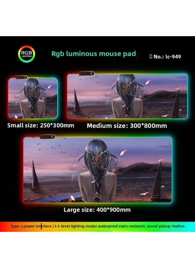 Generic - RGB Luminous Mouse Pad Computer Keyboard Hand-held Desktop Pad Oversized Game E-sports Pad Thickened Internet Cafe Table Pad-Color:250*300mm-Pattern:Upgraded Version Of Pickup Rhythm-lc949 - Image 1