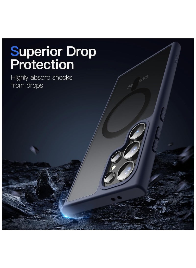 Denx - Magnetic Case for Samsung Galaxy S25 Ultra 5G 6.9inch, Translucent Matte Back, Shockproof Magnetic Case Compatible with MagSafe, for Samsung Galaxy S25 Ultra (Navy Blue) - Image 1