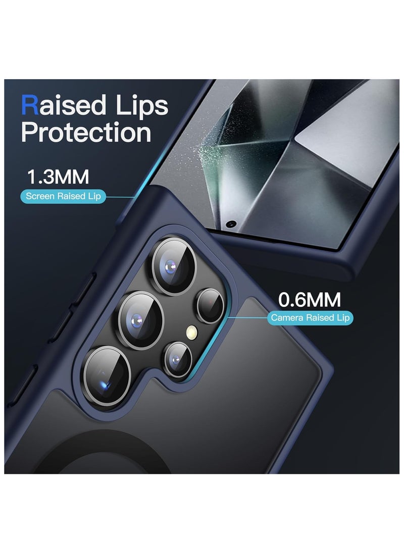 Denx - Magnetic Case for Samsung Galaxy S25 Ultra 5G 6.9inch, Translucent Matte Back, Shockproof Magnetic Case Compatible with MagSafe, for Samsung Galaxy S25 Ultra (Navy Blue) - Image 1