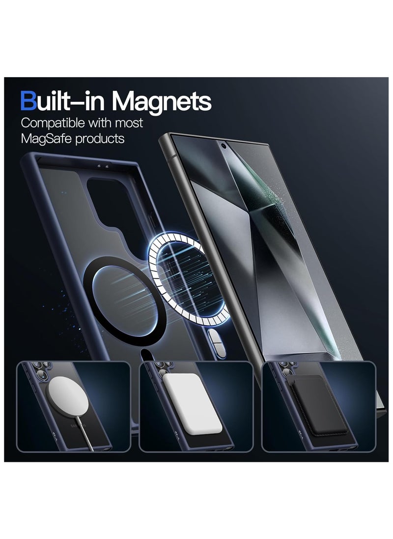 Denx - Magnetic Case for Samsung Galaxy S25 Ultra 5G 6.9inch, Translucent Matte Back, Shockproof Magnetic Case Compatible with MagSafe, for Samsung Galaxy S25 Ultra (Navy Blue) - Image 1