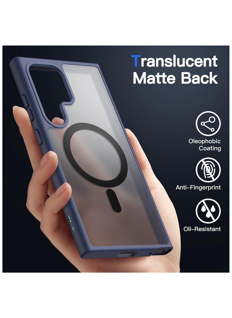 Denx - Magnetic Case for Samsung Galaxy S25 Ultra 5G 6.9inch, Translucent Matte Back, Shockproof Magnetic Case Compatible with MagSafe, for Samsung Galaxy S25 Ultra (Navy Blue) - Image 1