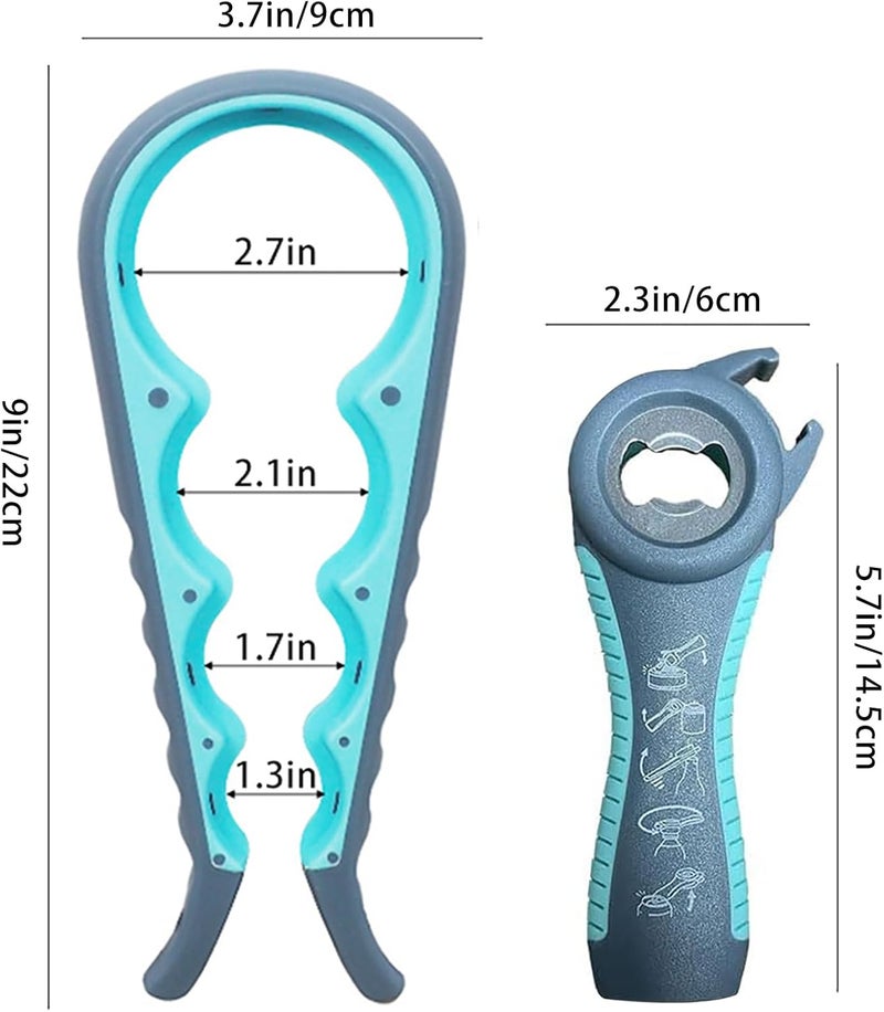 GZLT Jar Opener for Seniors with Arthritis,Jar Opener for Weak Hands,5-in-1 Bottle Opener,4-in-1 Can Opener… (Blue) - Image 2