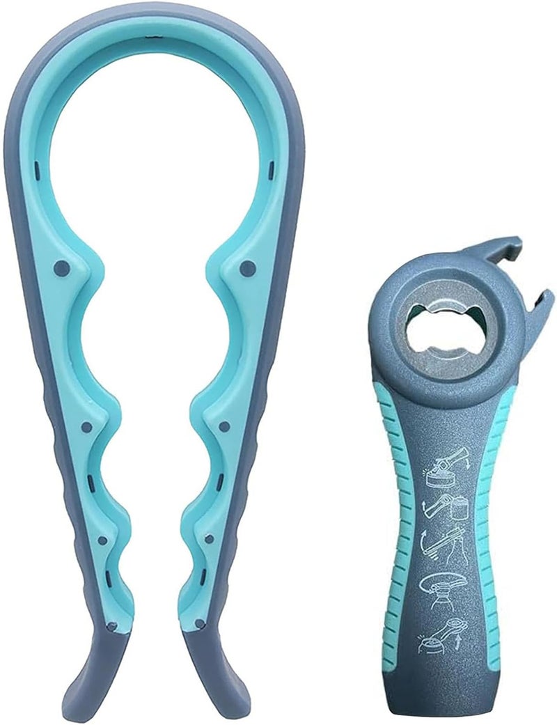 GZLT Jar Opener for Seniors with Arthritis,Jar Opener for Weak Hands,5-in-1 Bottle Opener,4-in-1 Can Opener… (Blue) - Image 1
