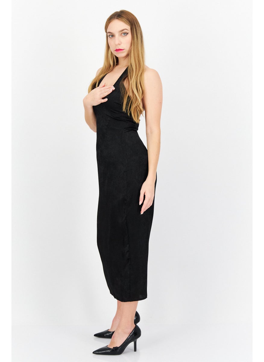 PUBLIC DESIRE Women Solid Midi Casual Dress, Black  - Image 4
