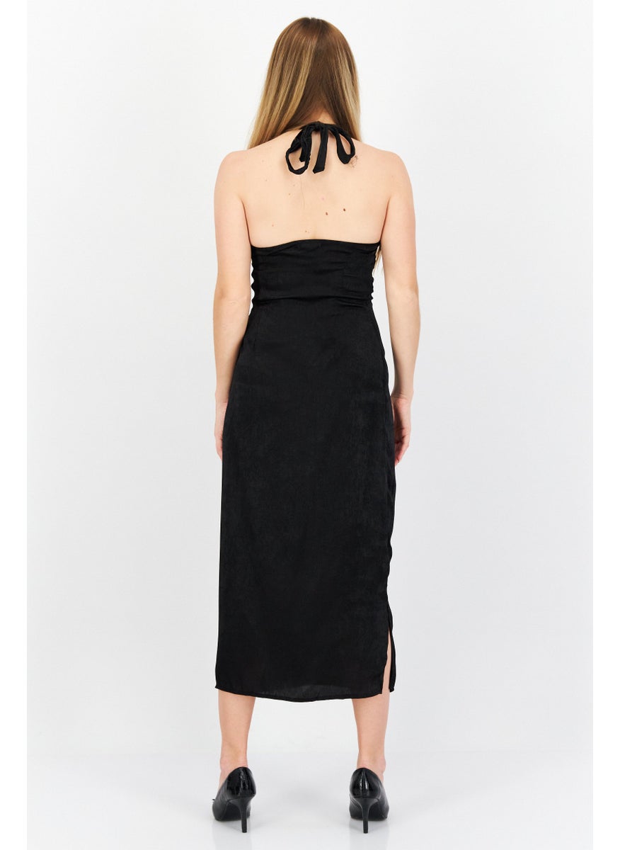 PUBLIC DESIRE Women Solid Midi Casual Dress, Black  - Image 2
