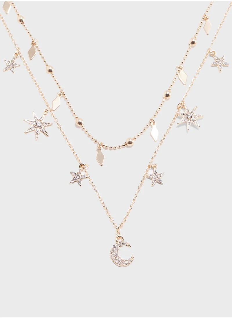 Ginger Moon & Stars Charm Necklace