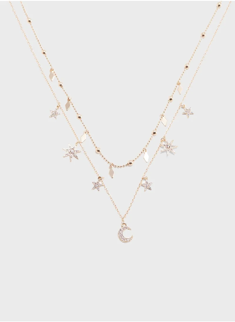 Ginger Moon & Stars Charm Necklace