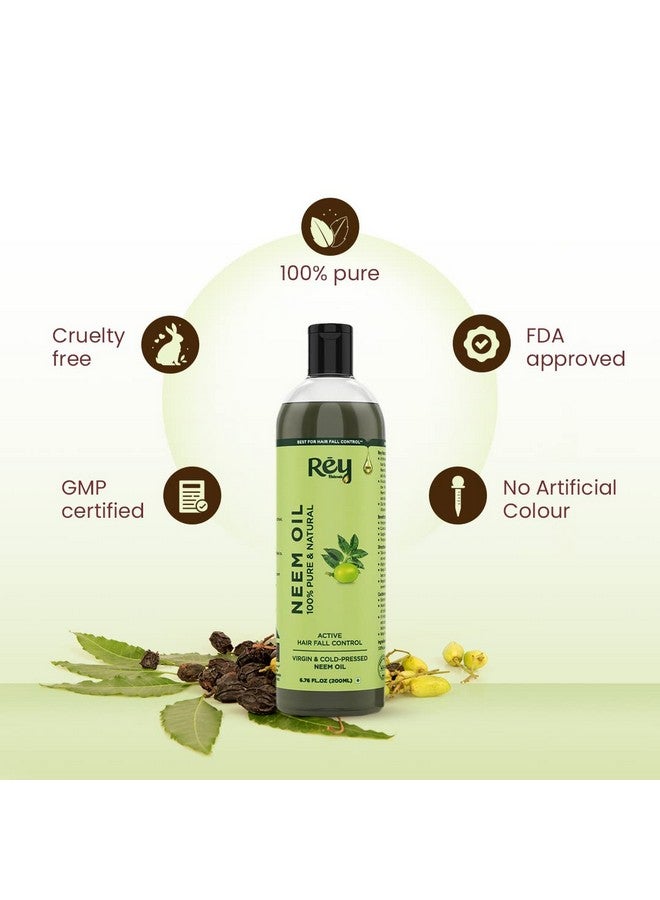 Rey Naturals Cold Pressed Pure Neem Oil For Hair Dandruff | Neem Oil For Skin | Neem Hair Oil For Hair Growth | Neem Oil For Hair Lice And Nits | Neem Oil Pure For Body Massage & Acne - 200Ml - Image 5