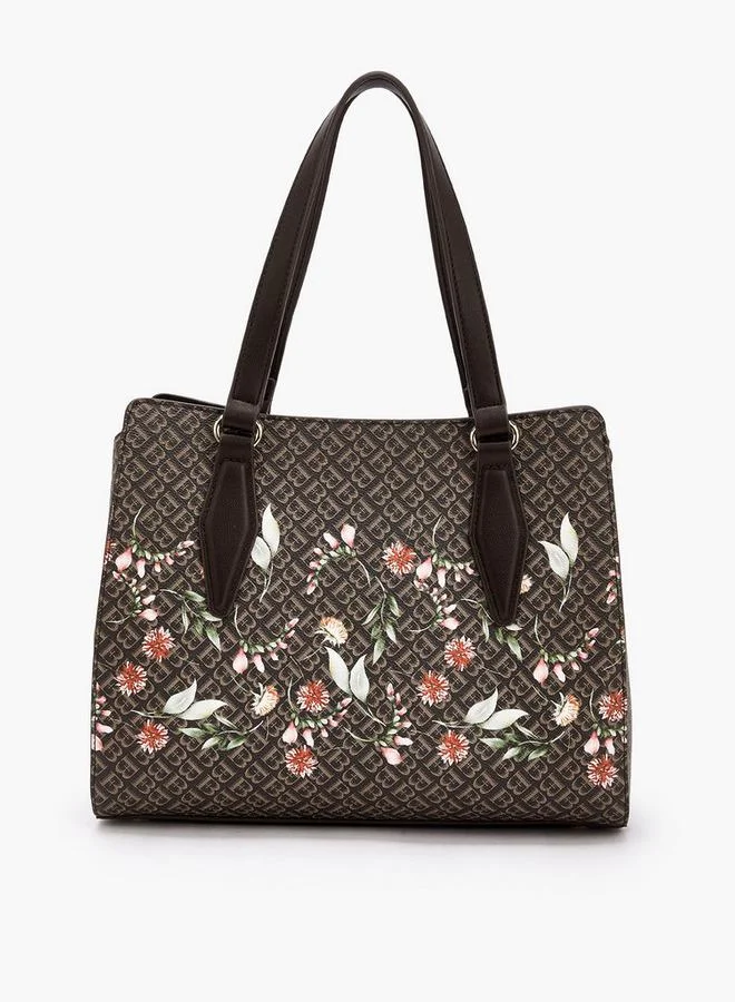 Flora Bella Monogram Floral Print Tote Bag with Handles