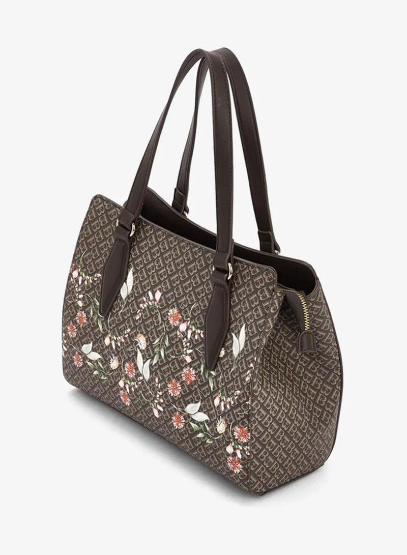 Flora Bella By Shoexpress BROWN Flora Bella Monogram Floral Print Tote Bag with Handles for Women | Best Price UAE