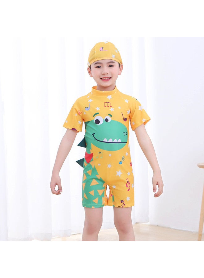 إسكدنيا ملابس سباحة للأطفال برسوم كارتونية لطيفة، ملابس سباحة للأولاد الصغار والمتوسطة الحجم بأكمام قصيرة، ملابس سباحة محافظة للأولاد الصغار - اللون: Note Dragon Plus، مقاس القبعة: XXL (9-11 سنة) - Image 1