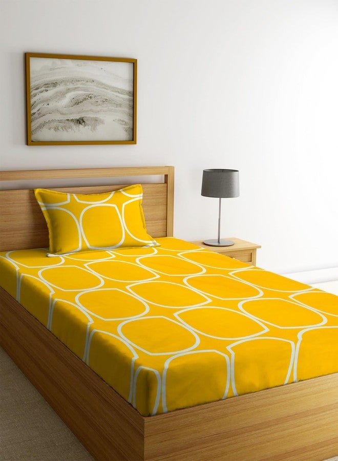 TrendRoad Cotton Printed Elastic Fitted Single Bedsheet (78x36 inches Height: 6 inches) with 1 Pillow Cover(17x27 Inches) Color: Multi Box-1 - Image 1