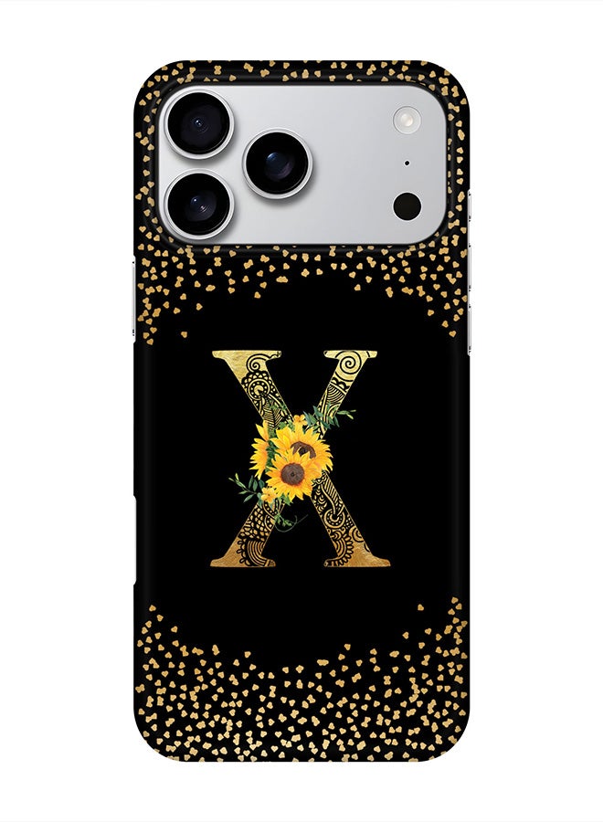 Stylizedd For iPhone 17 Pro Max,Case, [Compatible with MagSafe] Magnetic cover Slim fit Protection Matte, - Custom Floral Monogram - X ( Black )