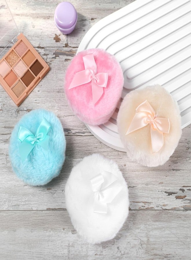 Yuanchu Body Powder Pad, 4Pcs 3.5 Inch Large Soft Fluffy Body Powder, Washable Reusable Round Makeup Puffs (Pink White Yellow Green) - Image 5