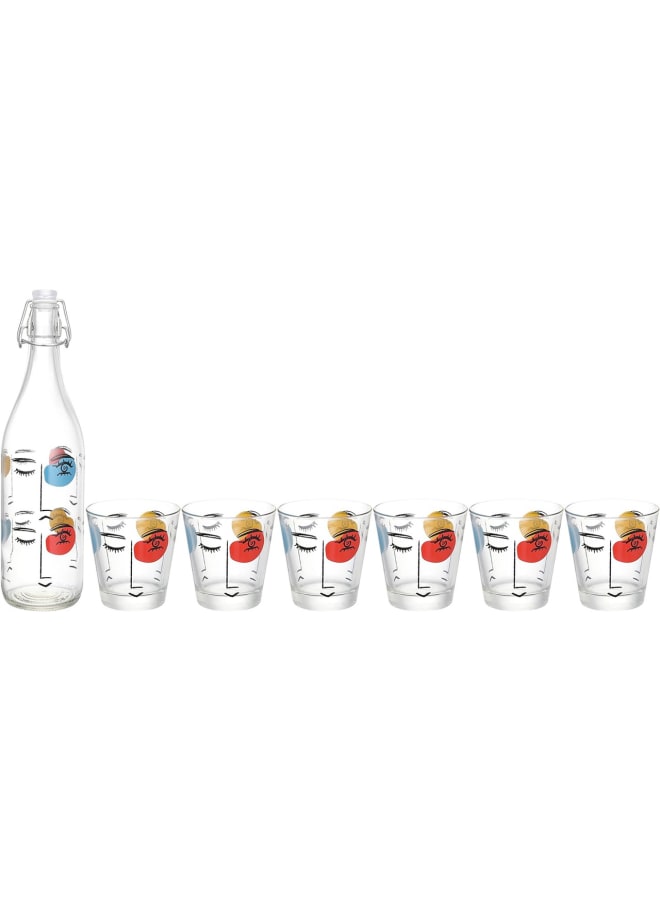 طقم كونيك ليلة 7 ق.(زجاجة بالكليبس +6 كوب) موودي