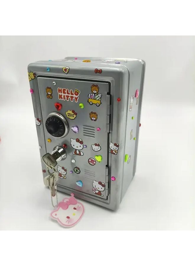 Hello Kitty Metal Safe With Coin Slot And Key Lock Silver Color - Image 1