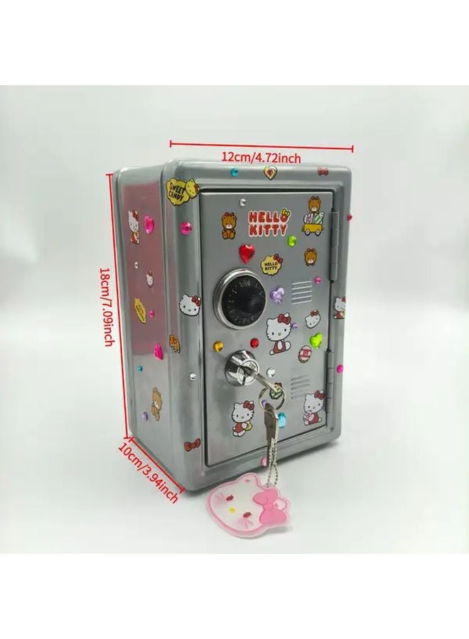 Hello Kitty Metal Safe With Coin Slot And Key Lock Silver Color - Image 3