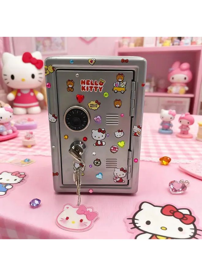 Hello Kitty Metal Safe With Coin Slot And Key Lock Silver Color - Image 4