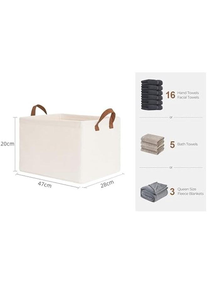 HOOKOR 2 Pack Storage Bins, Fabric Storage Bins for Shelves, Large Storage Baskets with Metal Frame, Closet Baskets and Bins with Handles, Natural Color (47×28×20)  - Image 2