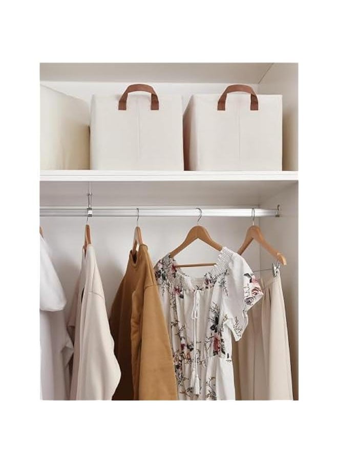 HOOKOR 2 Pack Storage Bins, Fabric Storage Bins for Shelves, Large Storage Baskets with Metal Frame, Closet Baskets and Bins with Handles, Natural Color (47×28×20)  - Image 5