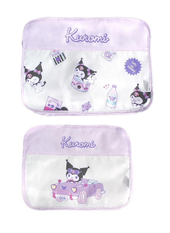 Miniso Organize your wardrobe with these 2 Kuromi-themed clothes storage bags. 