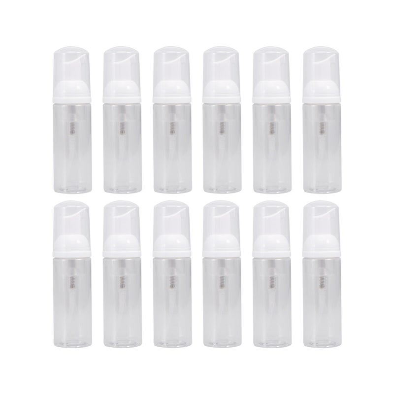12pcs Transparent Foam Dispenser Bottle Column Foam Pump Dispenser Refillable Empty Bottle with Lid 50ml - Image 1