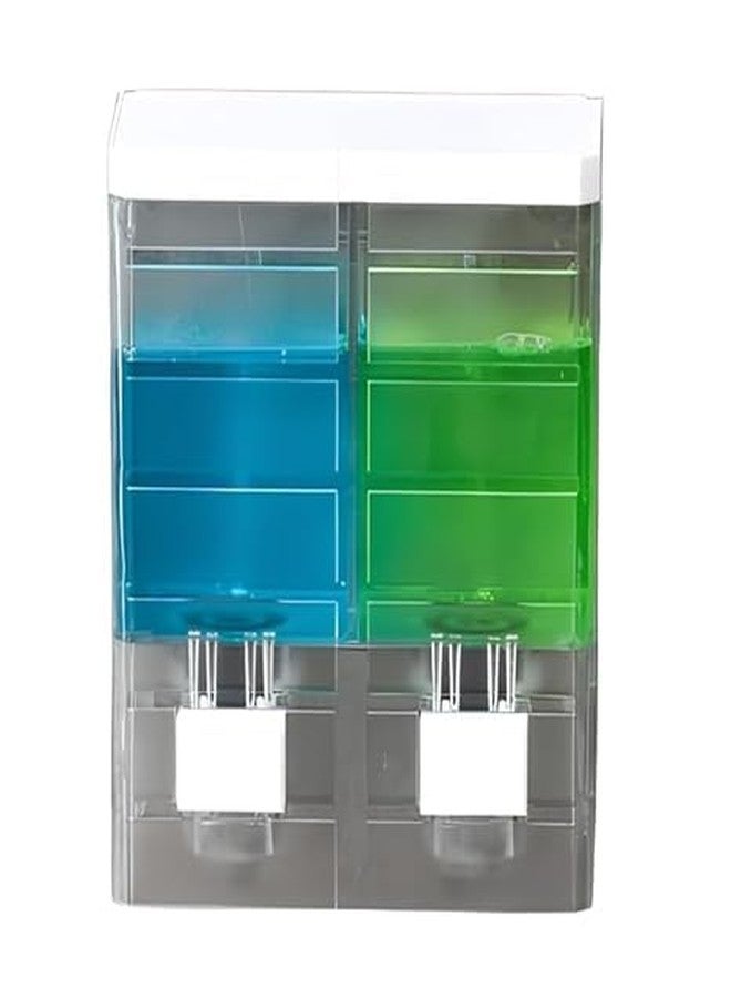 Divik Plastic Twin Head Manual Twin Liquid Soap Body Wash Dispenser 2 in 1 No Drill Liquid Soap Dispenser for Bathroom Kitchen Hotel (1Pcs) - Image 1