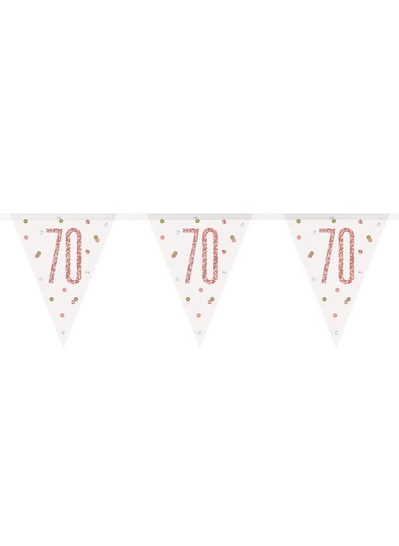 Unique 70-Years Birthday Anniversary Pennant Garland White Rose Gold 274cm