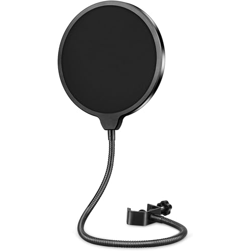 TECHBLAZE Pop Filter for Condenser Microphones — Double Layer Screen, 360° Flexible Gooseneck, Podcast & Studio Use - Image 1