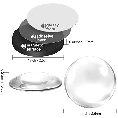 Weewooday 72 Pieces Craft Magnets Glass Ceramic Ferrite Magnet with Adhesive Backing and Transparent Clear Glass Cabochons for DIY Craft Fridge Refrigerator Pendants(1 Inch,Round) - Image 2