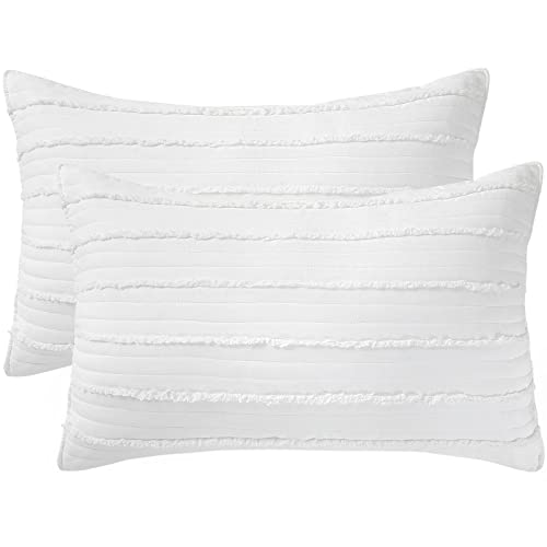 BOSOWOS King Size Pillow Shams Set of 2, Ultra Soft Breathable 20 x 36 Inches Pillow Case Envelope Closure, Microfiber Farmhouse Bed Pillowcases for Easy Care, White - Image 1